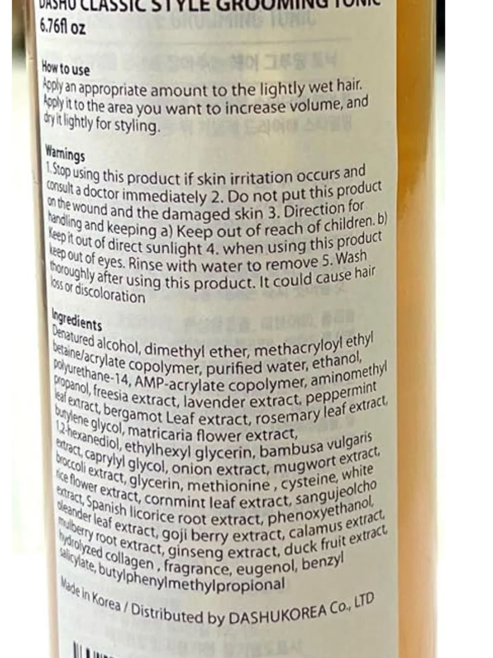 DASHU Classic Style Grooming Tonic Natural Hold Low Shine 6.76 oz
